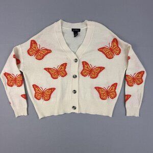 Runway 7 Sweater Women's Large Knit Cardigan Cropped Butterfly Boho